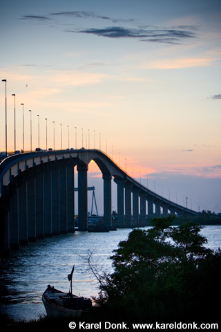 The J.A. Wijdenbosch Bridge at sunset